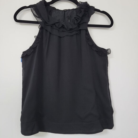 The Limited Black Ruffle Neck Sleeveless Blouse Size Small - Picture 2 of 9